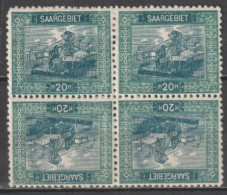 SAAR / SARRE - 1921 -  YT N° 55c BLOC De 4 TETE-BECHE * MH - COTE = 40++EUR. - Ungebraucht