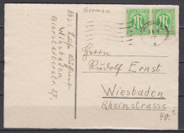 Bizone Ortskarte Wiesbaden 3.6.46 Mit Paar 3y (rückseitig Von A.Wehner BPP Als Y Geprüft) - Briefe U. Dokumente