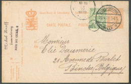 E.P. Carte Armoirie 7½ . + Tp  2½ S/5c. Obl. Dc LUXEMBOURG VILLE 23.4.1920 Vers Binche (Belgique) - 21936 - Stamped Stationery
