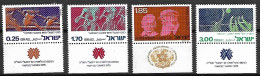 ISRAEL.   1975.    Y&T N ° 574 à 576 + 580 Neufs * Avec Tabs.  Haies, Cyclisme, Volley , Gérontologie - Unused Stamps (with Tabs)