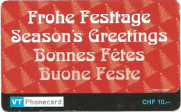 Switzerland: Prepaid VT - Frohe Festtage - Switzerland