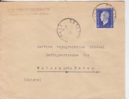 Lettre Des Forces Motrices Du Ht Doubs Obl. Vaufrey Le 28/3/45 Sur 4f Dulac N° 695 Pour Berne (tarif Du 1/2/42) - 1944-45 Marianne (Dulac)