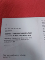 Doodsprentje Jeanne Vandendriessche / Waregem 19/11/1914 Beveren Leie 6/1/1975 ( Jules Arthur Veys ) - Religion & Esotérisme