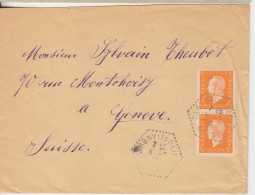 Lettre Obl. Pargny Les Reims Le 6/2/46 Sur 5f Dulac X 2 N° 697 Pour Genève (tarif Du 1/2/46) - 1944-45 Marianne Of Dulac