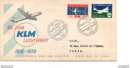 Enveloppe Timbre KLM 40 JAAR LUCHTVAART 1919-1959 - Posta Aerea