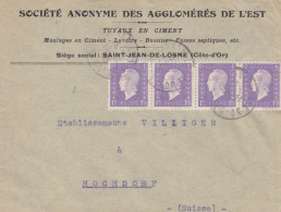 Lettre "tuyaux En Ciment" Obl. St Jean De Losne Le 20/11/45 Sur 1f Dulac X 4 N° 689 Pour Hochdorf (tarif Du 1/2/42) - 1944-45 Marianne De Dulac