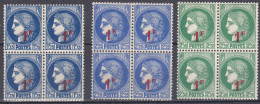 France 1941 N° 486-488 NMH ** Cérès De Mazelin   Blocs De Quatre (K15) - 1945-47 Ceres De Mazelin