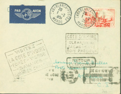 Maroc Poste Aérienne Par Avion YT N°262 A Seul Sur Lettre Casablanca 1 2 51 Cachets Publicitaires Cote D'Ivoire - Airmail