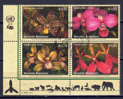UNO Wien 2005 - Gefährdete Arten (XII) - Orchideen, Nr. 435 - 438, Gestempelt / Used - Usati