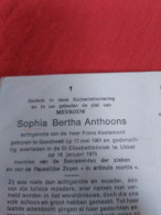 Doodsprentje Sophia Bertha Anthoons / Gaasbeek 17/5/1901 Ukkel 16/1/1975 ( Frans Kestemont ) - Religion & Esotérisme