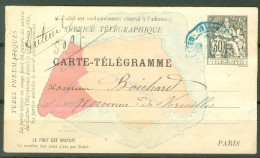 Entier Chaplain  30 C Carte Télégramme Avec Plan De Paris   - Telegraaf-en Telefoonzegels