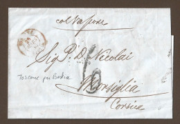 !!! MARQUE D'ENTRÉE TOSCANE PAR BASTIA POUR LA CORSE, DE 1858 - Toscana