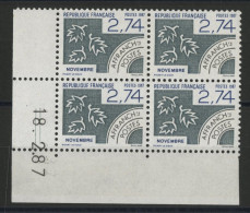 N° 196 PREOBLITERES Bloc De 4 Neuf ** (MNH) Coin Daté Du 18/2/87 TB - Precancels