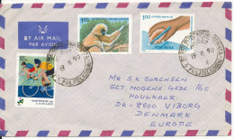 India Air Mail Cover Sent To Denmark 19-11-1990 Topic Stamps - Airmail