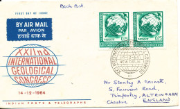 India FDC 14-12-1964 XXII International Geological Congress In Pair With Cachet Sent To England - FDC