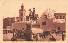 ALGERIE - Alger - La Statue Du Duc D'Orléans Et Mosquée Djemaa Djedid - LL - Animé - Carte Postale Ancienne - Algerien