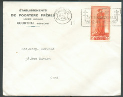 N°818 - 1Fr.75 . SENAT (Philippe LE BON)  Obl. Dc KORTRIJK X Koopt De Antiteringzegels Sur Lettre à En-tête (Ets DE POOR - Cartas & Documentos