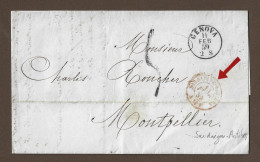 !!! MARQUE D'ENTRÉE SARDAIGNE PAR ANTIBES, AU DÉPART DE GÊNES, POUR MONTPELLIER DE 1859 - Sardinia