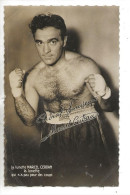 Marcel Cerdan (Célébrité) : CP PUBLICITAIRE Lunettes En 1950 (animé) PF. - Sportler