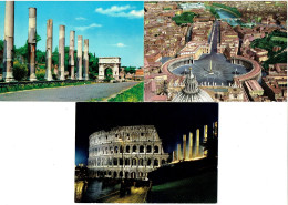 ROMA - 3 Verschiedene Postkarten (Kollosseum / St.Peter Platz / Titus-Triumphbogen - Collezioni & Lotti