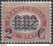 1878 Italia VE II 2C. Su 0,02c. Lacca Servizio MNH Sassone N. 29 - Other & Unclassified