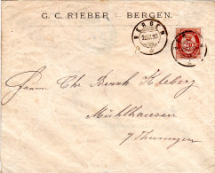 Norwegen 1883, 20 öre Braun Auf Sauberem Firmen Brief V. Bergen N. Deutschland - Covers & Documents