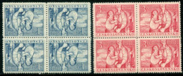 CZECHOSLOVAKIA 1948 Republic Anniversary Blocks Of 4 MNH / **.  Michel 550-51 - Unused Stamps