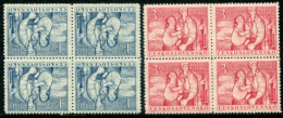 CZECHOSLOVAKIA 1948 Republic Anniversary Blocks Of 4 MNH / **.  Michel 550-51 - Ongebruikt