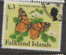 Falkland Islands  1986  SG 483a  £3  Butterfly   Fine Used; - Falkland Islands