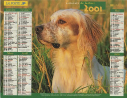 CALENDRIER ANNEE 2001, COMPLET, EPAGNEUL BRETON, COOKER COULEUR  REF 14385 - Big : 2001-...