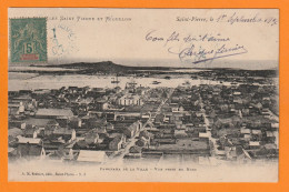 1907 - SPM - Timbre à 5 Centimes Groupe Sage Sur CP NON Colorisée Vers TOULON - Panorama De La Ville Vue Du Nord - Lettres & Documents