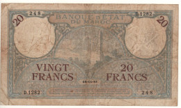 MOROCCO  20 Francs  P18b  Dated  14-11-41  ( Hassan Tower, Rabat ) - Maroc