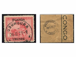 Ruanda-Urundi Usumbura Oblit. Keach 7A1 Sur C.O.B. 70 Et Sur Fragment - Gebraucht