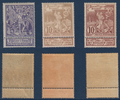 Belgique België, **, Yv 71, 72, 73, Mi 64, 65, 66, SG 96, 97, 98, - 1894-1896 Exposiciones