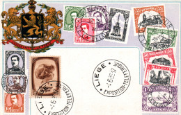 Représentation De Timbres - Belgique (Belgie) Carte Gaufrée 1939 - Tampon Liège, Exposition Téléférique - Postzegels (afbeeldingen)