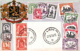 Représentation De Timbres - Belgique (Belgie) Carte Gaufrée 1939 - Tampon Liège, Exposition Internationale De L'eau - Postzegels (afbeeldingen)