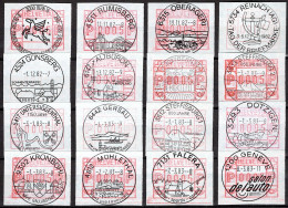 Schweiz Suisse Diverse FRAMA ATM Etiquettes Label Mit 16 Verschiedenen Sonder-Stempel Avec 16 Cachets With 16 Postmarks - Affrancature Meccaniche