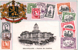 Représentation De Timbres - Belgique (Belgie) Carte Gaufrée De 1939 N° 16917 - Photo Bruxelles Palais De Justice - Timbres (représentations)