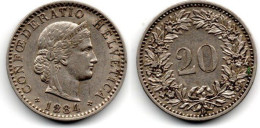 MA 30928 / Suisse - Schweiz - Switzerland 20 Rappen 1884 TTB - 20 Centimes / Rappen