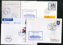 NORWEGEN - 5 Briefe Schiffspost, Paquebot, Navire, Ship Letter, Hurtigruten, Nordkapp, Polarkreis - NORWAY / NORVÈGE - Lettres & Documents
