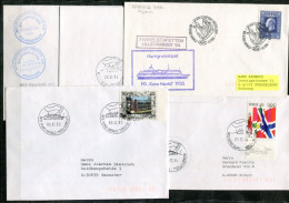 NORWEGEN - 5 Briefe Schiffspost, Paquebot, Navire, Ship Letter, Hurtigruten, Nordkapp, Polarkreis - NORWAY / NORVÈGE - Covers & Documents