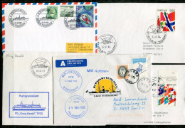 NORWEGEN - 5 Briefe Schiffspost, Paquebot, Navire, Ship Letter, Hurtigruten, Nordkapp, Polarkreis - NORWAY / NORVÈGE - Covers & Documents