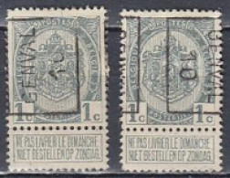 1450 Voorafstempeling Op Nr 81 - GENVAL 10  - Positie A & B - Rollenmarken 1910-19