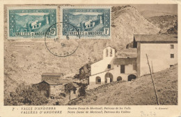1936 ANDORRE Carte Maximum N° 24 + 27 Chapelle De Meritxell Obl 16/6/36 - Andorra Maxi Card PC - Maximumkaarten