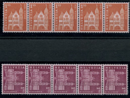 SUISSE - 421 - 423 - 425 - 426  ROULETTES DE 5 TIMBRES AVEC NUMERO ** - Nuovi