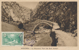 1939 ANDORRE Carte Maximum N° 63 Pont De St Antoni Obl LA MASSANA VALLEES D'ANDORRE 18/8/39 - Andorra Maxi Card PC - Cartoline Maximum