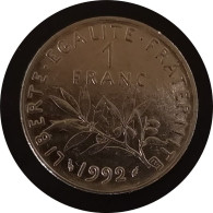 Monnaie France - 1992 - 1 Franc Semeuse O.Roty, Tranche Striée, Nickel - 1 Franc