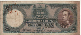 FIJI   5  Shillings   P37d   (dated 1st January 1941 )   King George VI On Front - - Figi