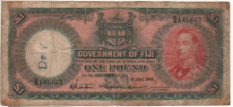 FIJI   1  Pound  P39c   (dated 1st January 1940 )   King George VI On Front - - Fiji