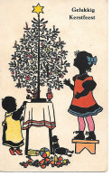 Children Decorating Christmas Tree, Les Enfants Décorent Le Sapin De Noël, Doll, Poupee, Silhouette - Scherenschnitt - Silhouette